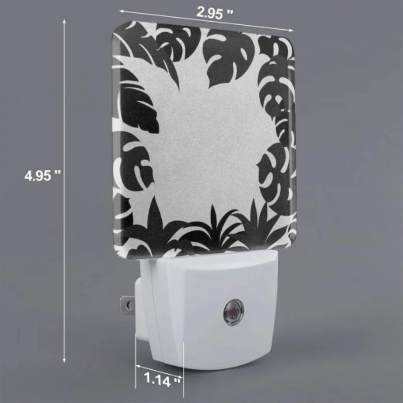 Night Light Set of 2, A black and white image of a leafy plant. Night Light Set Of 2, A Black And White Image Of A Leafy Plant. -Nuas Diy Shop 9f22eeb3584f1f8316722fa7ef4479d59aae14bd