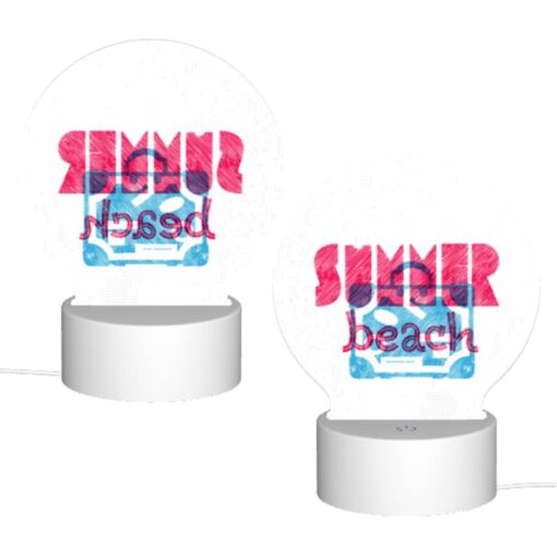 Round Acrylic Night Light, A Pink And Blue Sign That Says "Summer Beach.". -Nuas Diy Shop 9f42c235dbbca4fc7789b78288a007a22f19f0d8