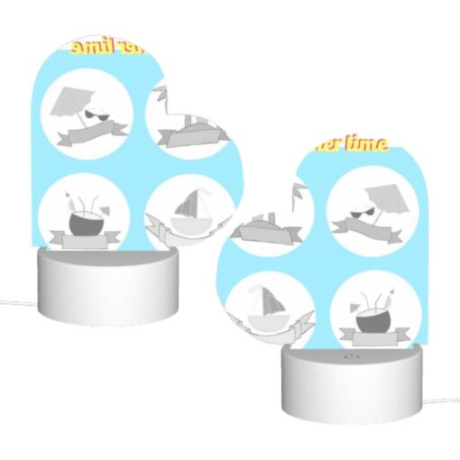 Love Acrylic Night Light, Four Different Beach Items Are Shown In A Circle. -Nuas Diy Shop 9ffd39ab66df517d37bb38609167817ea89decf9