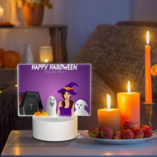 Rectangular Acrylic Night Light, A Woman In A Witch's Hat Is Standing Next To A Cauldron Filled With Pumpkins. -Nuas Diy Shop a0836cfa117af4a0ca76870f5845a20dd9ddb1ce