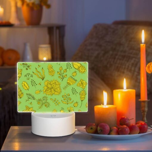 Rectangular Acrylic Night Light, A Green Background With Yellow Flowers And Leaves. -Nuas Diy Shop a11e3ddb841f3f058ff296f80ae65b4c094e8973