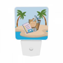 Night Light Set Of 2, A Collection Of Travel Documents And A Suitcase Are Placed On A Sandy Beach. -Nuas Diy Shop a1dc790338c282240171682aef0ed619a61fe661