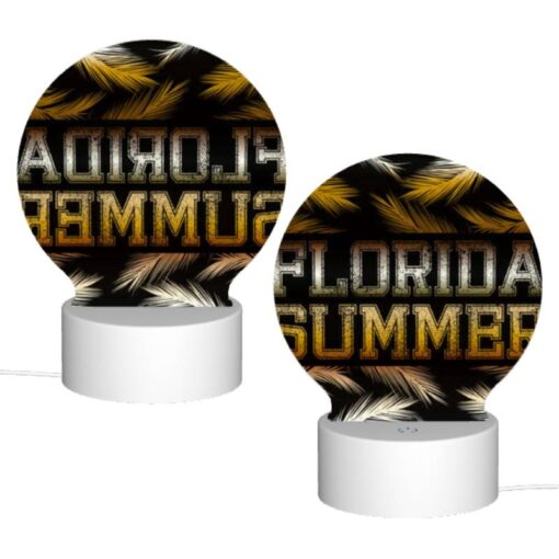 Round Acrylic Night Light, A Black And Yellow Sign That Says Florida Summer. -Nuas Diy Shop a2455e46edf24d5c499d9ac7509a53b391a25b27