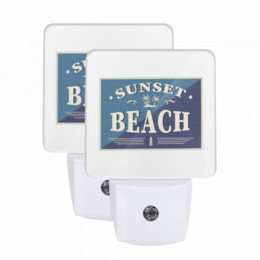 Night Light Set Of 2, A Blue And White Sign That Says "Sunset Beach.". -Nuas Diy Shop a26292311d3a5d12386399941a22697df55f2c1c