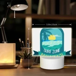 Rectangular Acrylic Night Light, A Logo For Miami Beach With A Sun And Palm Trees. -Nuas Diy Shop a3224ced575b71716dcf9e9a566d77283ac49822