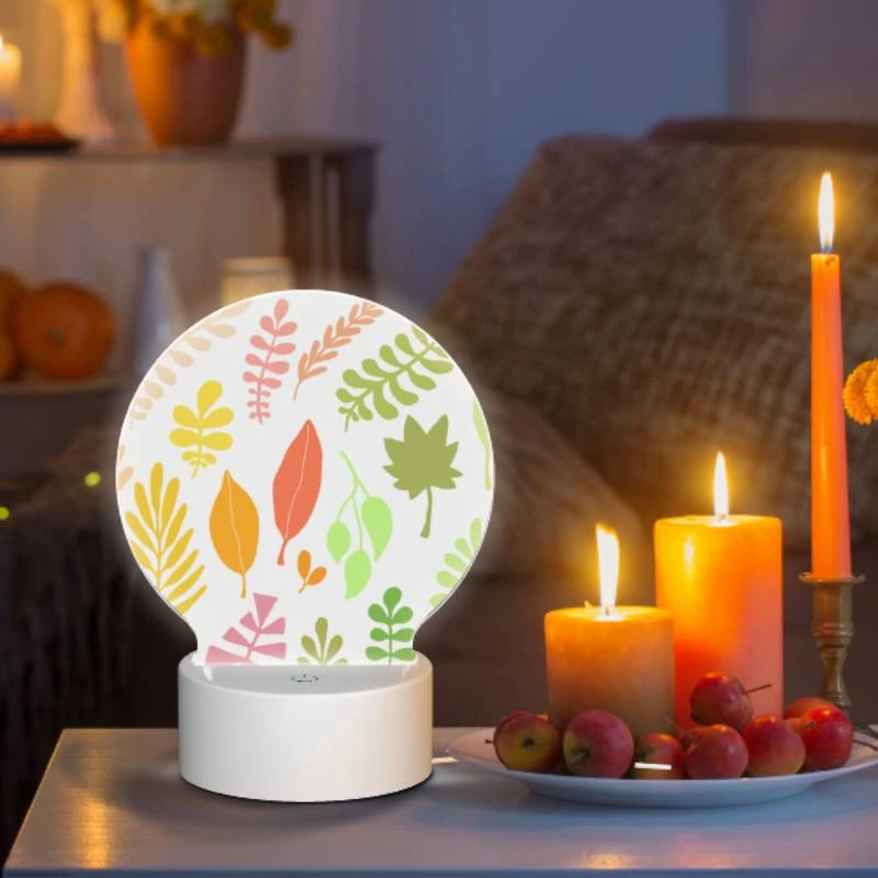 Round Acrylic Night Light, A collection of leaves in various colors. Round Acrylic Night Light, A Collection Of Leaves In Various Colors. -Nuas Diy Shop a461dde8902b35c0ac5f6fef124ec8ae256f4ea0