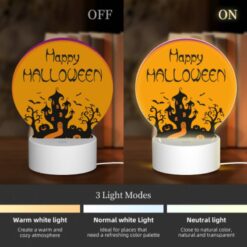 Round Acrylic Night Light, A Purple Background With A Happy Halloween Sign. -Nuas Diy Shop a4cedd08dd95edabfa638a43269d047a32b12a73