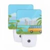 Night Light Set Of 2, A Colorful Cartoon Van Is Driving On A Road Near A Body Of Water. -Nuas Diy Shop a4f3aeacb64d1b1451c3e3c5673262d9d9e0a2e2