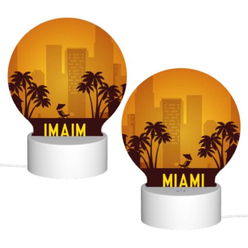 Round Acrylic Night Light, A Cityscape With A Beach Sign And Palm Trees. -Nuas Diy Shop a50a9763a8de71a6defa9b9d2b73cc06608f74d1