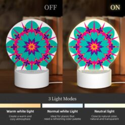 Round Acrylic Night Light, A Colorful Flower Design With Pink -Nuas Diy Shop a5153fa239d450fdf1555b63515f233d9502f35c