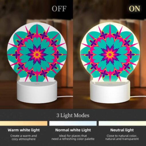 Round Acrylic Night Light, A Colorful Flower Design With Pink -Nuas Diy Shop a5153fa239d450fdf1555b63515f233d9502f35c