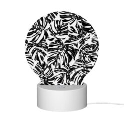 Round Acrylic Night Light, A Black And White Pattern Of Leaves. -Nuas Diy Shop a5338ef05bf0a3d1ca3d3296608039349e58ab06