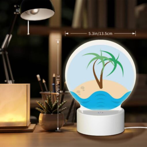 Round Acrylic Night Light, A Palm Tree On A Sandy Beach. -Nuas Diy Shop a53cddf6644c80ea5c29a275183616bda369c42d