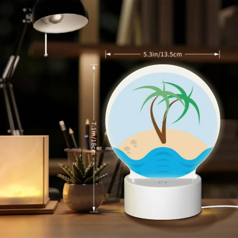 Round Acrylic Night Light, A palm tree on a sandy beach. Round Acrylic Night Light, A Palm Tree On A Sandy Beach. -Nuas Diy Shop a53cddf6644c80ea5c29a275183616bda369c42d