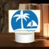 Rectangular Acrylic Night Light, A Blue Circle With A Sailboat And Two Palm Trees. -Nuas Diy Shop a547fe25a39075617c84a39c0815985e479c5fee