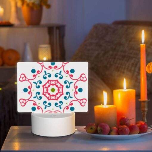 Rectangular Acrylic Night Light, A Colorful Heart-shaped Design With A Green Center. -Nuas Diy Shop a6404345b52ed4824fbadc5ec025151565d125e4