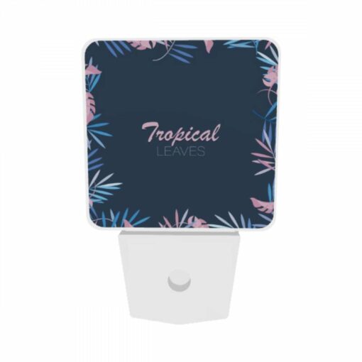 Night Light Set Of 2, A Blue And Pink Leaf Design With The Word Tropical In Pink. -Nuas Diy Shop a651b32edc4b684b7f569b8cde57ff892387a566