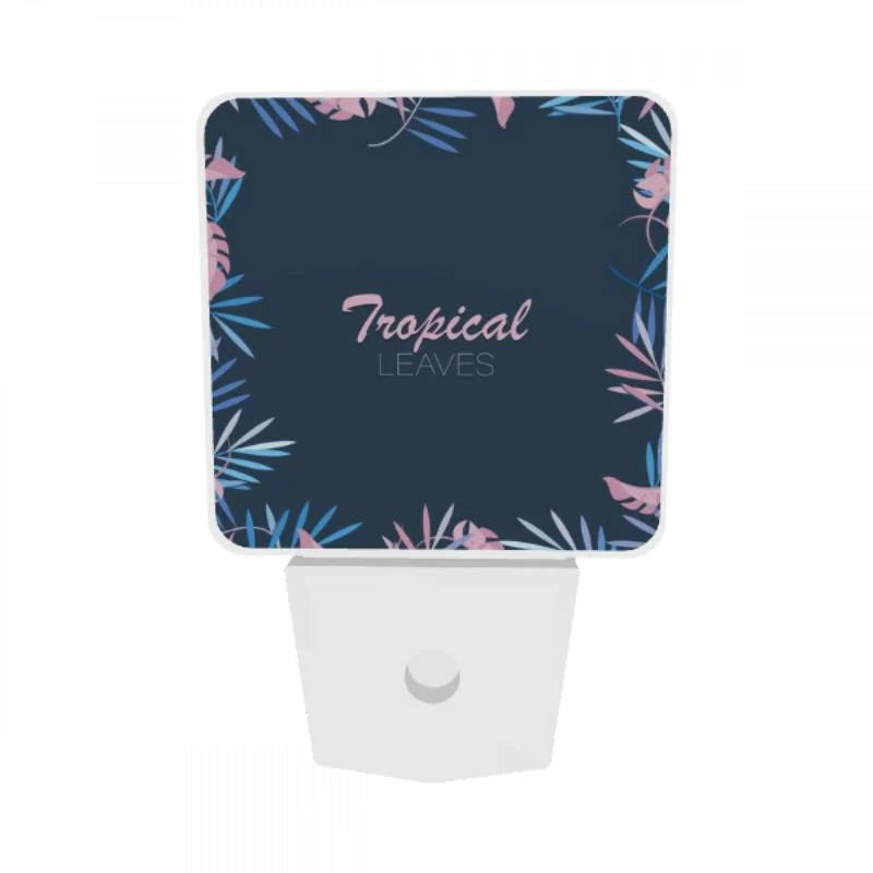 Night Light Set of 2, A blue and pink leaf design with the word tropical in pink. Night Light Set Of 2, A Blue And Pink Leaf Design With The Word Tropical In Pink. -Nuas Diy Shop a651b32edc4b684b7f569b8cde57ff892387a566