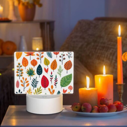 Rectangular Acrylic Night Light, A Colorful Collection Of Leaves In Various Shades Of Orange -Nuas Diy Shop a655de4ce502c35b3941ab50f1fe990110e2b88d