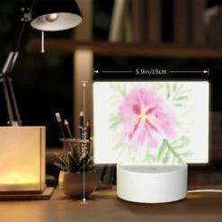 Rectangular Acrylic Night Light, A Pink Flower With Green Leaves. -Nuas Diy Shop a6c4335af18fae1ba58e7dcec3e1f731e80106b2