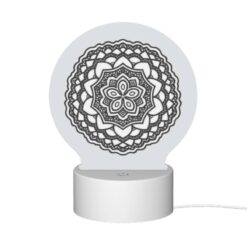 Round Acrylic Night Light, A Black And White Design Of A Flower. -Nuas Diy Shop a6c448060aed9745e23a251e45a33ff62ef55c25