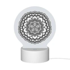 Round Acrylic Night Light, A Black And White Design Of A Flower. -Nuas Diy Shop a6c448060aed9745e23a251e45a33ff62ef55c25
