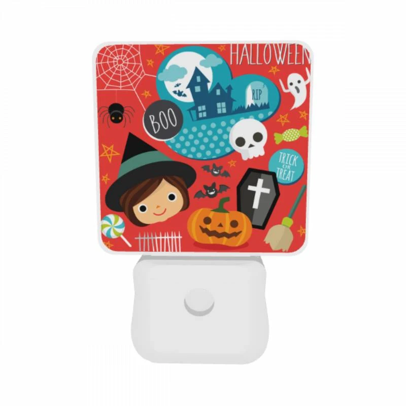 Night Light Set of 2, A Halloween themed image with a girl and various Halloween symbols. Night Light Set Of 2, A Halloween Themed Image With A Girl And Various Halloween Symbols. -Nuas Diy Shop a6fbf791ac0f6cbb5f4eadd074060d650d6c1a8f