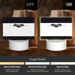 Rectangular Acrylic Night Light, A Black And White Batman Logo With The Words Halloween. -Nuas Diy Shop a814a5c36ea4430f92abc816ae35e873662218ef