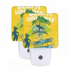 Night Light Set Of 2, A Woman Is Standing In Front Of A Surfboard