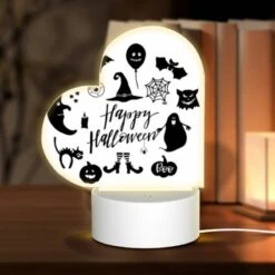 Love Acrylic Night Light, A Collection Of Halloween Symbols And Images.