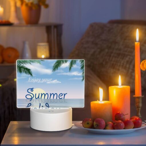 Rectangular Acrylic Night Light, A Beautiful Beach Scene With A Palm Tree And A Shell. -Nuas Diy Shop a842d5ebb451e56e08277d6c8e890e1040c9468a