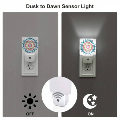 Night Light Set Of 2, A Colorful Flower Design With A Pink And Green Center. -Nuas Diy Shop a85d9758ce3aa0e2b492b528815b69510fc7b073