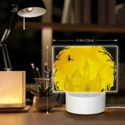 Rectangular Acrylic Night Light, A Skeleton Is Sitting In Front Of A Haunted House. -Nuas Diy Shop a8bd3dbbb47c0fb9680e5ac3ee4bb554dce7dbde