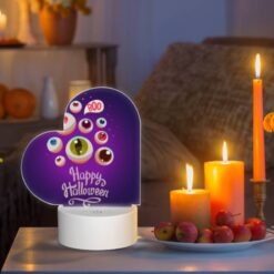 Love Acrylic Night Light, A Purple Background With A Happy Halloween Sign And A Bunch Of Eyes. -Nuas Diy Shop a914373c1b65e850a5b9d4bc26e1acc4a6428adb