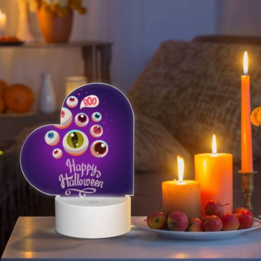 Love Acrylic Night Light, A Purple Background With A Happy Halloween Sign And A Bunch Of Eyes. -Nuas Diy Shop a914373c1b65e850a5b9d4bc26e1acc4a6428adb