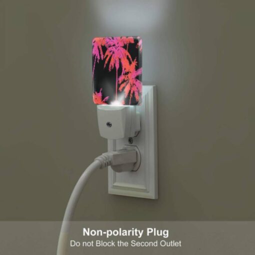 Night Light Set Of 2, A Pink And Red Palm Tree With A Black Background. -Nuas Diy Shop a96a0408418d0deb7fc1c787542a2b15e7a4311f
