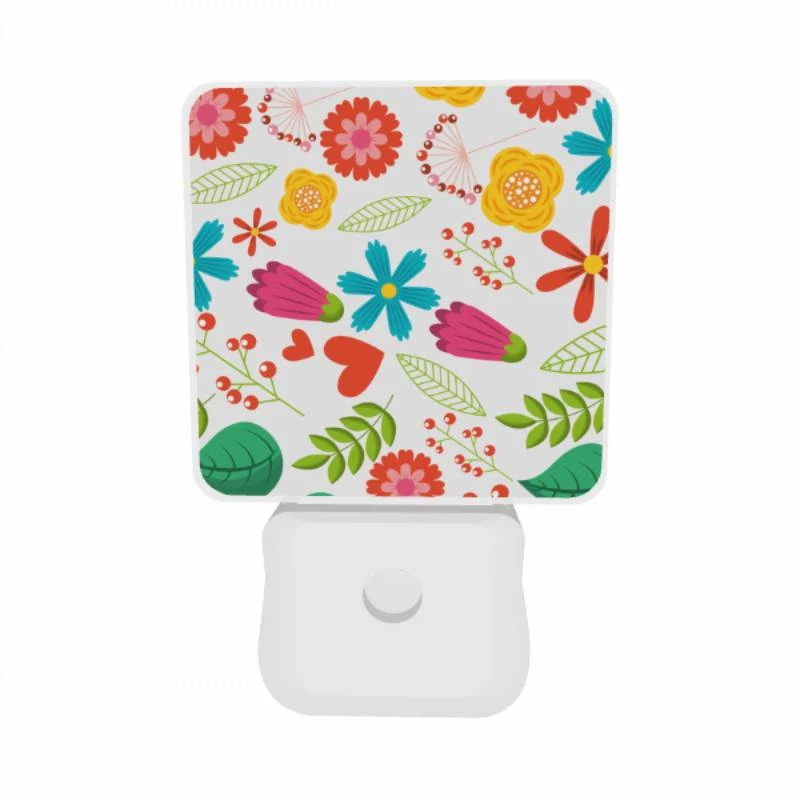 Night Light Set of 2, A colorful flower pattern with hearts and leaves. Night Light Set Of 2, A Colorful Flower Pattern With Hearts And Leaves. -Nuas Diy Shop a9a0a6524ef79e945f6784167a72db493dc6d99c