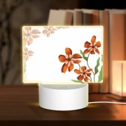 Rectangular Acrylic Night Light, A Picture Of Flowers With A White Background.