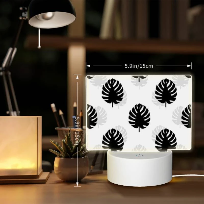 Rectangular Acrylic Night Light, A pattern of trees with black and white leaves. Rectangular Acrylic Night Light, A Pattern Of Trees With Black And White Leaves. -Nuas Diy Shop ab3f1ca6c426735393a4a4ad8a93395ba7b00468