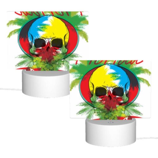Rectangular Acrylic Night Light, A Colorful Skull And Palm Tree Logo For The Florida Beach Club. -Nuas Diy Shop abac9fc1298016c81400395550b447c4a20912a6