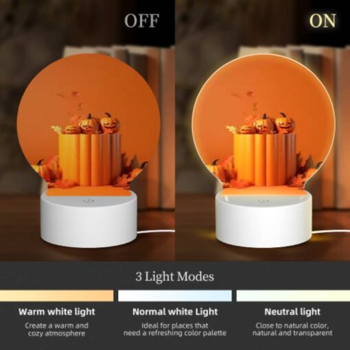 Round Acrylic Night Light, A Stack Of Pumpkins With Leaves On Top. -Nuas Diy Shop abdd730e8ea0c4675f8a6c5ae40e29cbbf6583dd