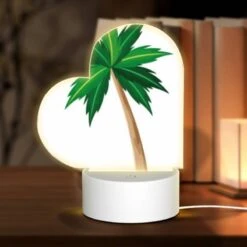 Love Acrylic Night Light, A Green And Brown Palm Tree With A Brown Trunk.