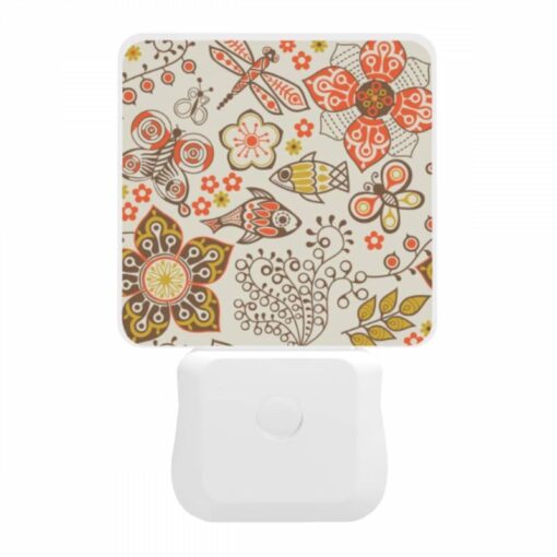 Night Light, A Colorful Floral Pattern With A Fish And A Dragonfly. -Nuas Diy Shop acad3d17b3410348b5edb70aeec5880267b50445