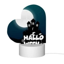 Love Acrylic Night Light, A House With A Moon In The Background And The Words Halloween Written Below It. -Nuas Diy Shop ad1998251f13a0f953a819633d2d8985b737ba8b