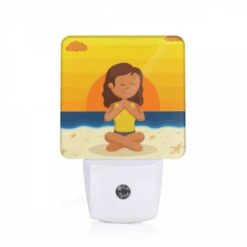 Night Light, A Woman Is Sitting On The Beach