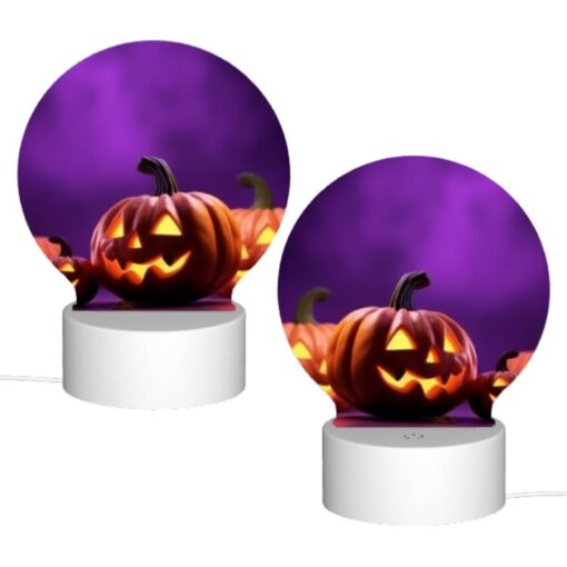Round Acrylic Night Light, A Group Of Pumpkins With Faces Drawn On Them. -Nuas Diy Shop ad5674b47e5dcdfd3c1941a3a0d26a3bbfbc9fba