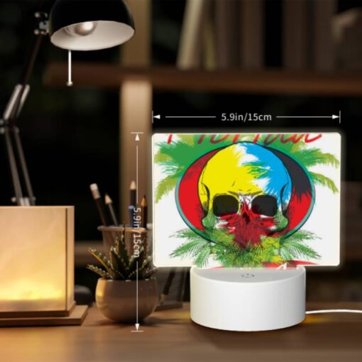 Rectangular Acrylic Night Light, A Colorful Skull And Palm Tree Logo For The Florida Beach Club. -Nuas Diy Shop ad575b264542fc376afab693d32c0675bbaf35e4