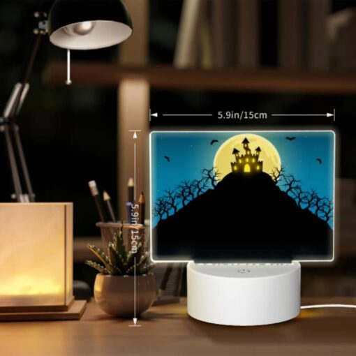 Rectangular Acrylic Night Light, A Halloween Poster With A Castle And Bats In The Sky. -Nuas Diy Shop ae0b58d5b1b03af8e03494f103a1a3fd8069c2d4