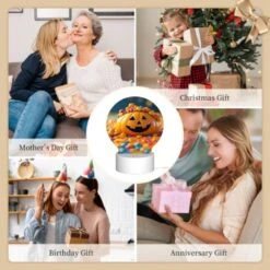 Round Acrylic Night Light, A Candy Pumpkin With A Smile On Its Face. -Nuas Diy Shop af2d5947b99eeb9e53a58ed52c25b7039fc802b5