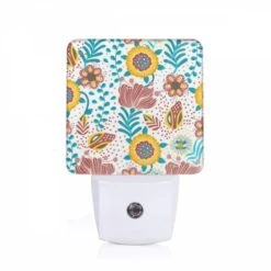 Night Light, A Colorful Floral Pattern With Yellow
